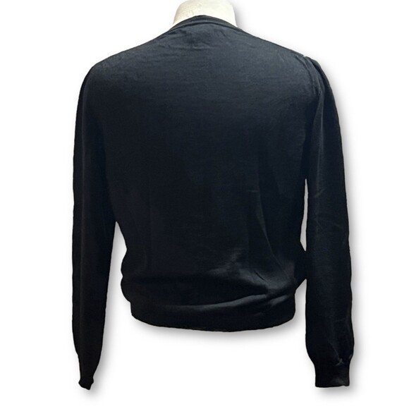 Marco Fiori Fine Knit Merino Wool Black Blue Argyle Sweater Sz Large Italy - Picture 2 of 6